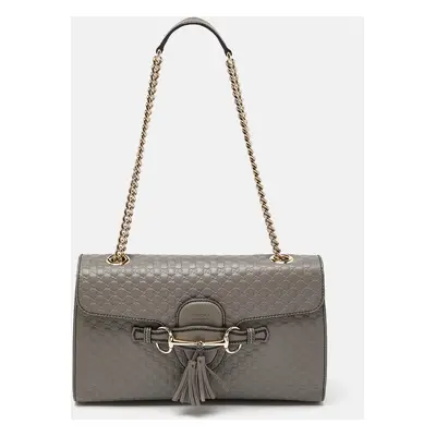 Gucci Grey Microguccissima Leather Emily Chain Shoulder Bag