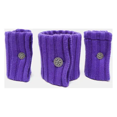 Chanel Purple Cashmere Knit Necklap Muffler and Mousquetaire Cuffs