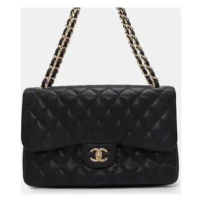 Chanel Black Matelasse Caviar Skin Coco Mark Chain Shoulder Bag