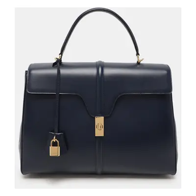 Celine Dark Blue Leather Classique Top Handle Bag