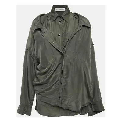 Faith Connexion Green Khaki Silk Double Layer Oversized Shirt