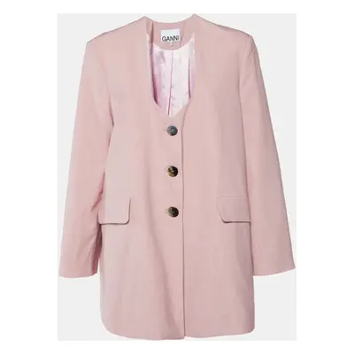 Ganni Pink Poplin Button Front Oversized Blazer L/XL