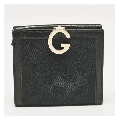 Gucci Black GG Canvas and Leather Charlotte French Wallet