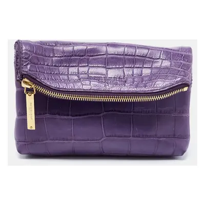 Burberry Prorsum Purple Crocodile Leather Kendal Clutch