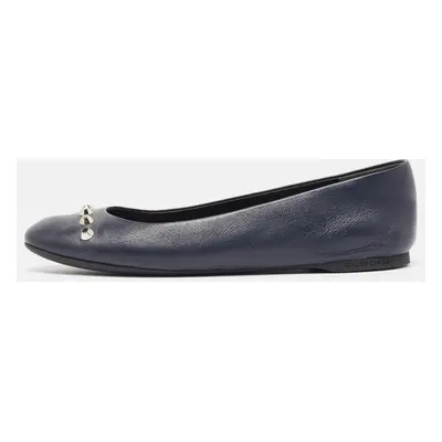 Balenciaga Navy Blue Leather Ballet Flats Size