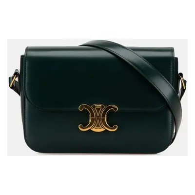 Celine Green Gold Leather Triomphe Classic Shoulder Bag