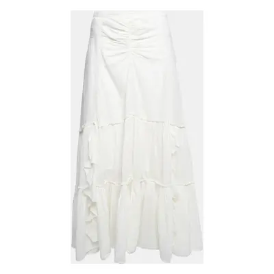 Diane von Furstenberg Off-White Cotton Ruffle Trimmed Skirt