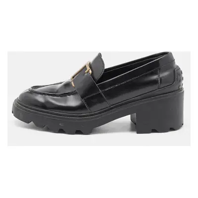 Tod's Black Leather Platform Loafers Size