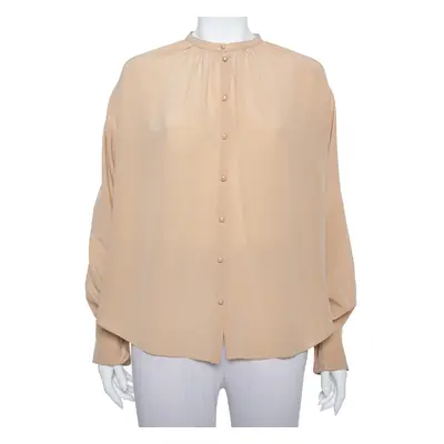 Joseph Beige Silk Oriental Neckline Everett Top