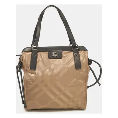 Burberry Khaki/Black Nova Check Nylon and Leather Buckleigh Tote