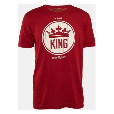 Dolce & Gabbana Red King Print Jersey Crewneck T-Shirt