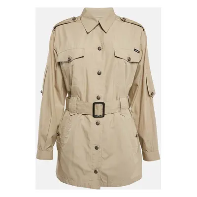 Dolce & Gabbana Khaki Cotton Belted Safari Coat