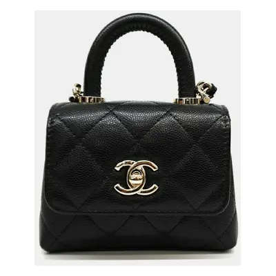 Chanel Black Leather Coco Handle Nano Bag