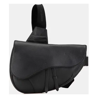 Dior Black Leather Grained Calfskin Saddle Crossbody