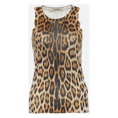 Roberto Cavalli Brown Leopard Print Knit Tank Top