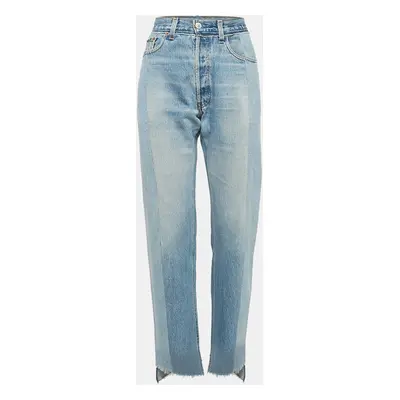 Vetements Blue Two Tone Patchwork Denim Straight-Leg Jeans