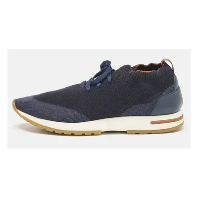 Loro Piana Navy Blue Fabric and Leather Flexy Walker Sneakers Size