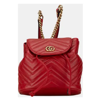 Gucci Red GG Marmont Matelasse Backpack