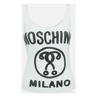 Moschino Couture White Logo Print Rib Knit Tank Top