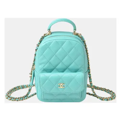 Chanel Blue Leather Caviar Skin Turquoise Mini Backpack