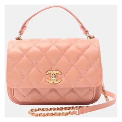 Chanel Pink Lambskin Matelasse Shoulder Bag