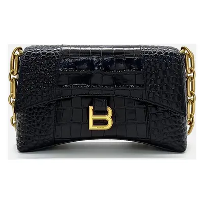 Balenciaga Black Leather Downtown Chain Shoulder Bag