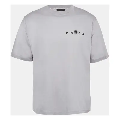 Prada Grey Printed Cotton Jersey T-Shirt