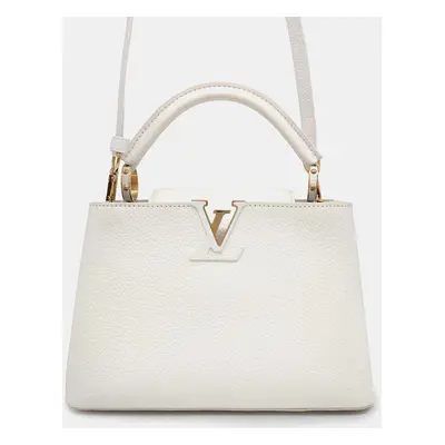 Louis Vuitton White Taurillon Leather Capucines Bag Size BB