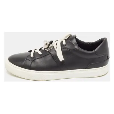 Hermes Black Leather Day Lace Up Sneakers Size 43.5