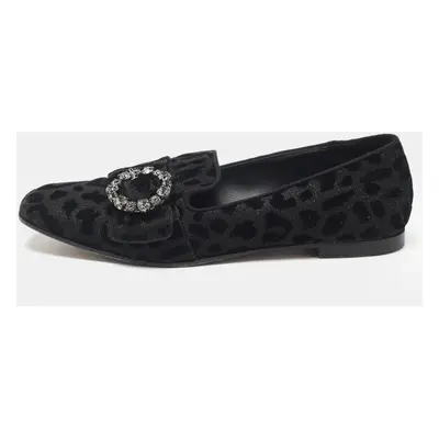 Dolce & Gabbana Black Brocade Fabric Jackie Smoking Slippers Size