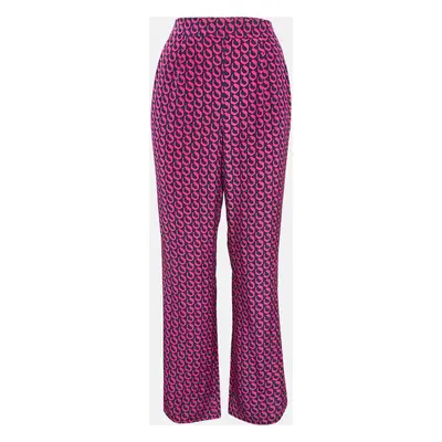 Diane Von Furstenberg Pink/Blue Printed Silk Petunia Pants