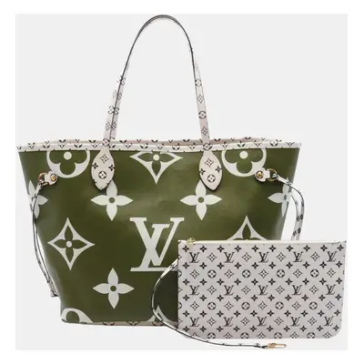 Louis Vuitton Khaki Beige Multicolor Coated Canvas Monogram Giant Neverfull Mm Tote Bag