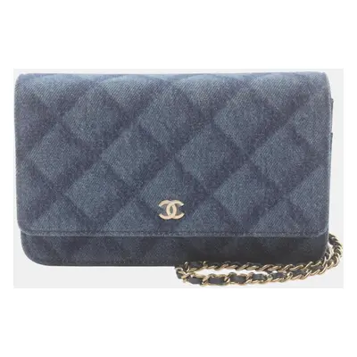 Chanel Navy Denim Matelasse Shoulder Bag