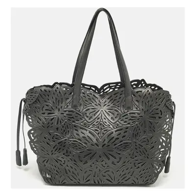 Sophia Webster Black Leather Lasercut Liara Tote