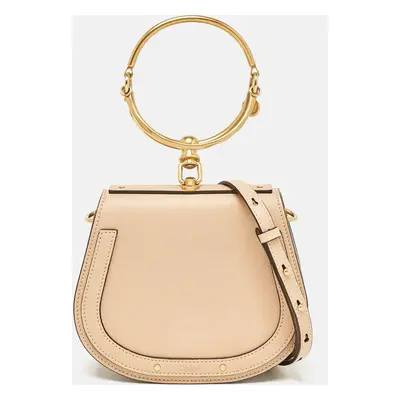 Chloe Beige Leather and Suede Small Nile Bracelet Shoulder Bag