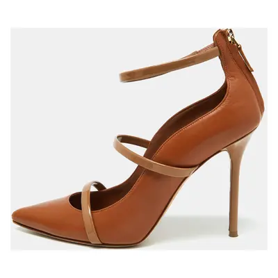 Malone Souliers Tan Leather Robyn Strappy Pumps Size