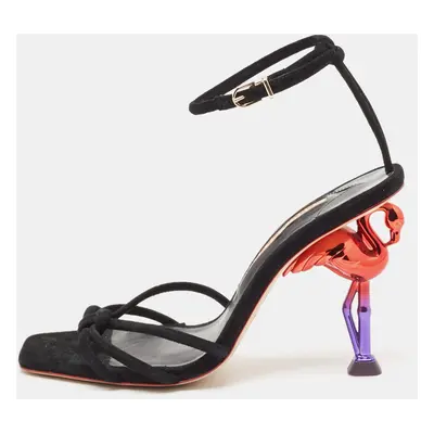 Sophia Webster Black Suede Flo Flamingo Sandals Size