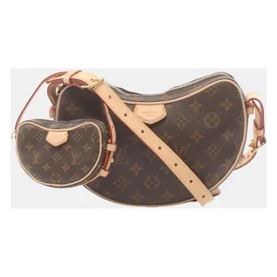 Louis Vuitton Brown Coated Canvas Leather Monogram Croissant Shoulder Bag