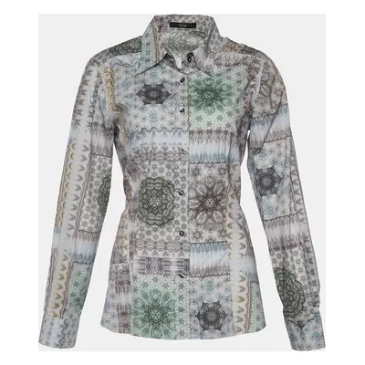 Etro Grey Kaleidoscope Print Stretch Cotton Button Front Shirt