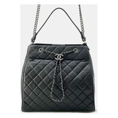 Chanel Black Cc Bucket Matelasse Coco Mark Caviar Skin Bag