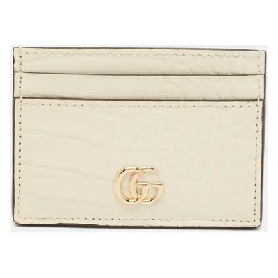 Gucci Cream Alligator GG Marmont Card Holder