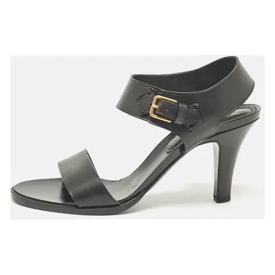 Yves Saint Laurent Black Leather Ankle Strap Sandals Size