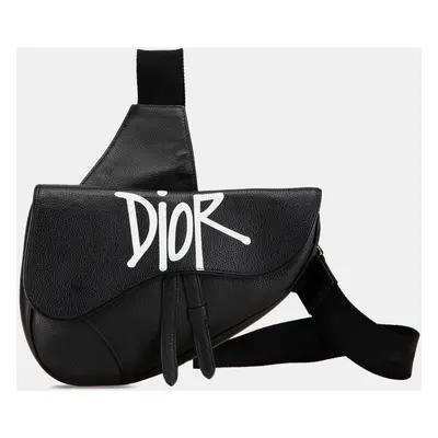 Dior Black Shawn Stussy Grained Calfskin Saddle