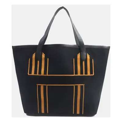 Hermes Black Camel Clemence Tote Bag