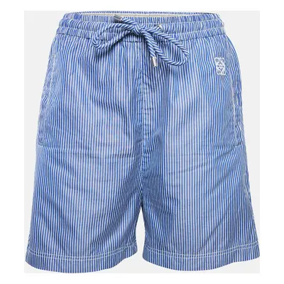 Loewe Blue/White Striped Cotton Drawstring Shorts