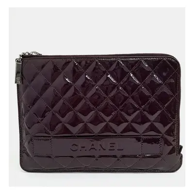 Chanel Purple Patent Leather patent clutch bag