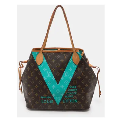 Louis Vuitton Turquoise Monogram V Canvas Neverfull MM Bag