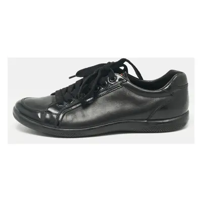 Prada Sport Black Leather Low Top Sneakers Size