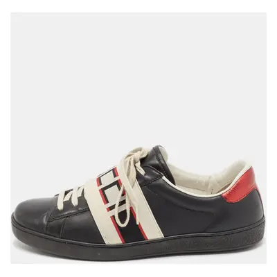 Gucci Black Leather Ace Lace Up Sneakers Size 42.5