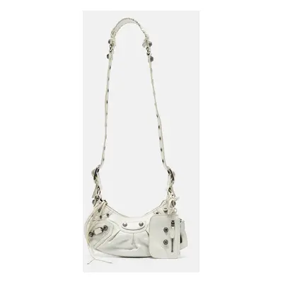 Balenciaga White Leather Le Cagole Shoulder Bag